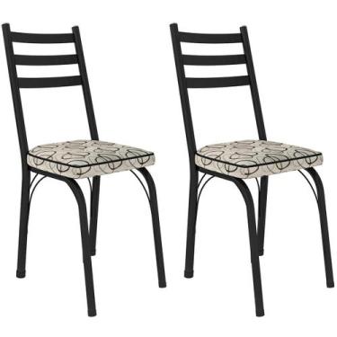 Imagem de Kit 2 Cadeiras para Cozinha Tubular D-13 Nara de Aço - Artefamol, Pret