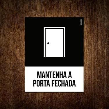 Imagem de Placa Sinalização Ícone - Mantenha Porta Fechada 18X23 - Sinalizo