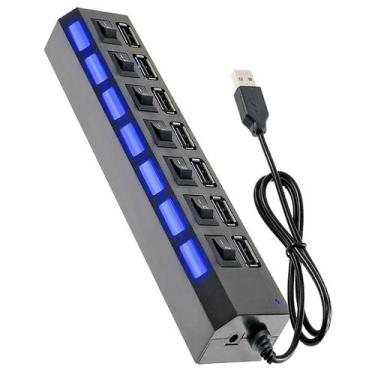 Imagem de Hub Usb 2.0 7 Portas c/ Chave Individual Led Alta Velocidade - exbom