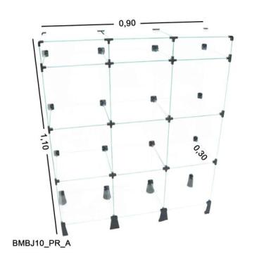 Imagem de Balcão de Vidro com Porta Bijuteria - C/ Conectivo Preto -  - 0,90 x 1