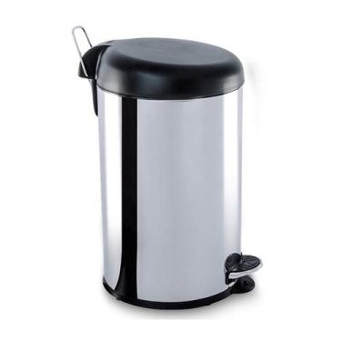 Imagem de Lixeira 15,0L Inox C/Tampa Preta Brinox