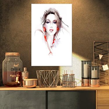 Imagem de Designart Impressão de arte em tela de retrato digital feminina estilosa - 40,6 x 81,6 cm, 40,6 x 81,6 cm, marrom