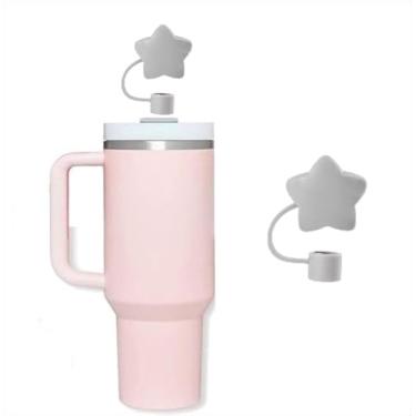 Imagem de Cobertura de palha de silicone Gray Star para Stanley 30 e 1,134 g, tampa de palha de palha, topo de palha à prova de respingos, capa de tampa de canudo reutilizável, capas de ponta de canudo de