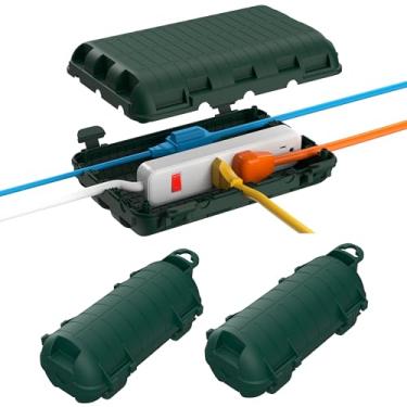 Imagem de Caixa de cabo de extensão externa, pacote com 3 grandes caixas elétricas à prova d'água, capa de segurança para conexão de cabo IP54 resistente à água para filtro de linha, luz de férias e decorações,