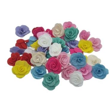 Imagem de Aplique Flor de tecido em poliéster - 20 unidades sortidas - Comercial