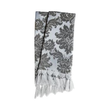Imagem de Manta para sofá em Tecido Jacquard Preto Acinzentado e Prata Medalhão 