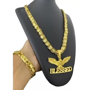 Imagem de Kit Dubai Supremo 13mm + Águia Blessed Banhado A Ouro 18k - ToJoia18k