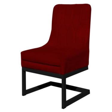 Imagem de Cadeira Valentina Para Cozinha Base Preta Suede Vermelho - Belliv Deco