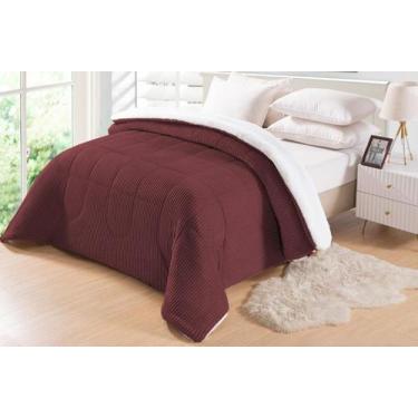 Imagem de coberdron soft canelado queen 01 peça mantinha sherpa vinho - nosso la