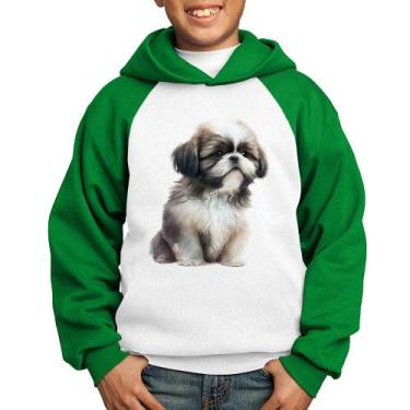 Imagem de Moletom Infantil Cachorro Shih Tzu Filhote - Foca na Moda, Branco, Ver