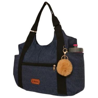 Imagem de Bolsa Feminina Jeans Grande Alça Ombro Lateral Totebag Zíper - R.Marti