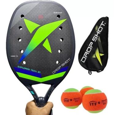 Imagem de Nova Raquete Beach Tennis Drop Shot Explorer Tech Carbono 3k