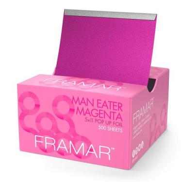 Imagem de Papel Alumínio Framar Magenta para Mechas - 500 Folhas