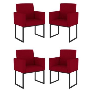 Imagem de Kit 04 Cadeiras Poltrona Decorativa para Sala Quarto Preto - Balaqui D