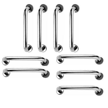 Imagem de Barra de Apoio 40cm Aço Inox Kit 9 Unidades Idoso Deficiente Cadeirante Casa Banheiro Box Suporte Corrimao Acessibilidade Segurança