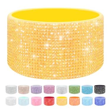 Imagem de WORBSS Bota de silicone com glitter diamante para copo Stanley Cup 1,134 g e simples moderno 850.5-1,134 g Trek Tumbler acessórios para garrafas de água com base cilíndrica trapezoidal de 7 a 7,4 cm