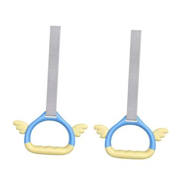 Imagem de UGPLM Anéis de ginástica para crianças, 2 peças, com alças, anéis de treinamento de fixação de barra, anéis de ginástica para calistenia interna