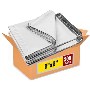 Imagem de iMBAPrice Envelopes de poliéster brancos 15 x 23 cm, pacote com 200 sacos de envelopes de poliéster tamanho pequeno nº 1, adesivo autovedante à prova d'água e à prova de rasgos (total de 200 sacos)