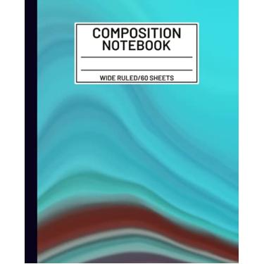 Imagem de Composition Notebook: Pretty Blue Waves Liquid Marble Composition Notebook, Wide Ruled, Blank Lined Paper Journal For Kids, Teens, and Adults