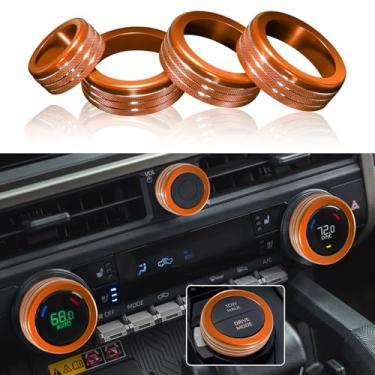 Imagem de 4 peças de capa de ar condicionado AC para Toyota Tacoma 2025 2025 Toyota 4Runner 2024 2025 com tela de 14 polegadas, anel de cobertura de botão de console central, capa de áudio de interruptor CA