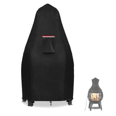 Imagem de Capa de lareira de pátio, resistente à prova d'água 600D Columnv, cobertura de lareira de madeira Chimenea para lareira externa, 56 cm de diâmetro x 110 cm A.