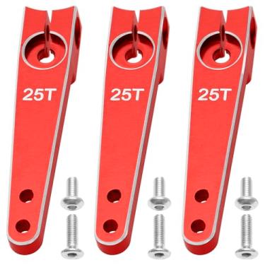 Imagem de 3Pack Vgoohobby 25T Servo Arm Horn Aluminum 25 Teeth Steering Arms Compatible with Futaba Hitec Savox Power HD Servo Motors Fit RC Crawler Car Airplane Plane Boat (1.5inch,Red)