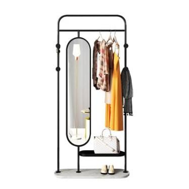 Imagem de Espelho de corpo inteiro, luz doméstica luxo espelho de comprimento inteiro espelho multifuncional cabide espelho integrado moderno simples espelho de vestir espelho de montagem de loja de roupas,