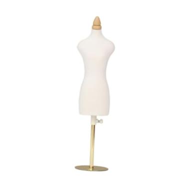 Imagem de Fancyes Mini vestido forma manequim de costura em miniatura forma de vestido feminino com suporte forma de ferramenta de design de moda para costura , M and Gold