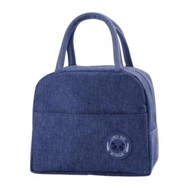 Imagem de Bolsa Térmica Porta Marmita Lancheira Marmiteira Trabalho Academia Passeio Praia Camping Bebida Prova de Vazamentos Masculina Feminina Compacta Impermeável Reutilizável - NR SHOP (Azul)