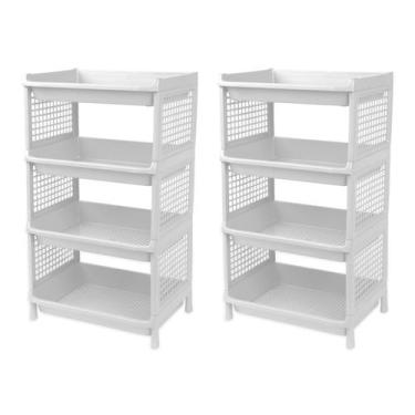 Imagem de Kit 2 Prateleira Estante De Plástico 4 Andares Multiuso Desmontável 40