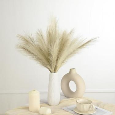 Imagem de U-LIAN 36 peças de grama sintética dos pampas de 55 cm, decoração de grama pampa artificial pequena para vaso, floral fofo falso, flores secas artificiais, plantas secas e decoração boho em casa (bege