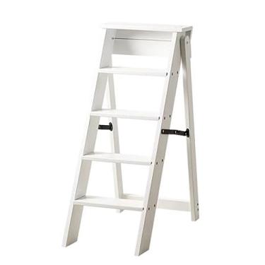 Imagem de Escada dobrável com 5 degraus, escadas espessas de madeira maciça com pedal largo, escada doméstica dobrável com degraus de segurança antiderrapantes, suporte de flores, suporte de armazenamento e