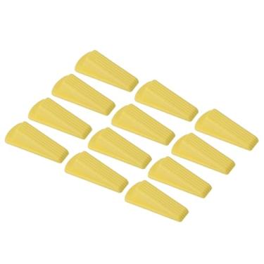 Imagem de PATIKIL Batentes de porta para parte inferior da porta, pacote com 12 cunha de borracha empilhável resistente para azulejo tapete de concreto madeira resistente, amarelo
