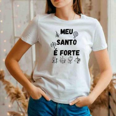 Imagem de Camiseta Meu Santo é Forte - Umbanda Candomblé - Unissex - Lojas Áurea