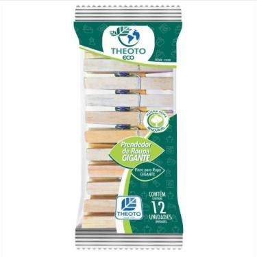 Imagem de Prendedor de Roupa Madeira Gigante Pacote com 12 - Theoto