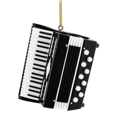 Imagem de Dselvgvu Cordão de madeira de 7 cm, enfeite para pendurar em miniatura, mini instrumento musical, réplica, música, presentes de aniversário, árvore de férias, decoração de casa e modelo de enfeite de