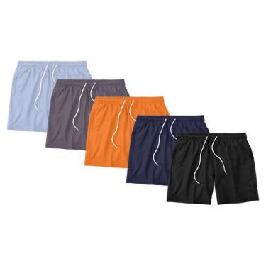Imagem de Kit 5 Shorts Masculino Liso Básico Bermuda Tactel Água Praia Treino Ac