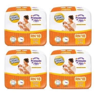 Imagem de Kit 4 Fraldas Infantil Pom Pom Jumbinho Tamanho RN C/ 18 Un
