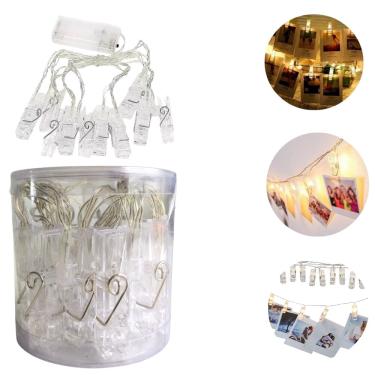 Imagem de Varal Led 2mt 10 Foto Fio Fita Luz Cordão Pregador Decoração