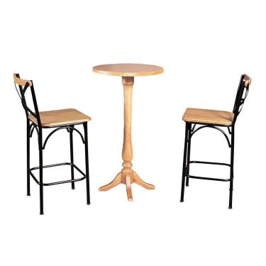 Imagem de Conjunto Bistrô Industrial Mesa Com 2 Banquetas Alta Paris - Natural - Marrom