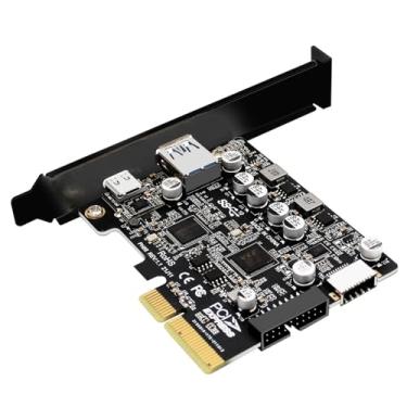 Imagem de CY Adaptador de 10 Gbps, conector frontal USB 3.1 tipo E e USB 3.0 de 19/20 pinos e adaptador de cartão expresso USB-C para PCI-E tipo A, ASM3142 VL822