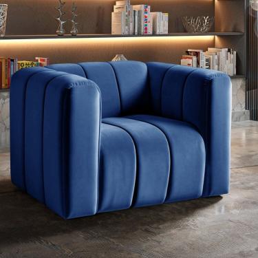 Imagem de Poltrona Mona Decorativa Retrô Moderna Sala de Estar Azul