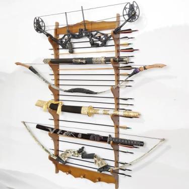 Imagem de JNQLLDS Suporte de parede Katana de 1 a 6 níveis, suporte de exibição de espada, suporte de parede multicamadas, suporte de espada para exibir Wakizashi Katana Samurai Seta de armazenamento de espada