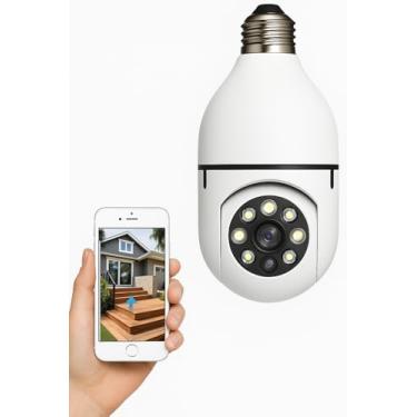 Imagem de Câmera WiFi Segurança LED Inteligente, Formato Lâmpada E27, Visão Noturna, Monitoramento via Smartphone