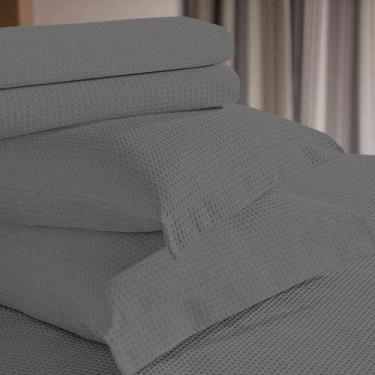 Imagem de Kit Colcha Piquet Favo Solteiro Teka Gênova 02 Peças 1,60x2,20m, Cinza