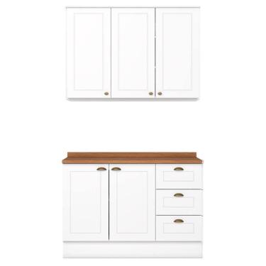 Imagem de Armario Aereo e Balcao 120cm Ce169 Americana Branco Nature Henn