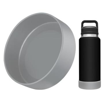 Imagem de Bluwing Bota protetora de silicone para garrafa YETI Rambler 1,020 g, manga de silicone para YETI 1,020 g, manga inferior antiderrapante, livre de BPA (cinza)