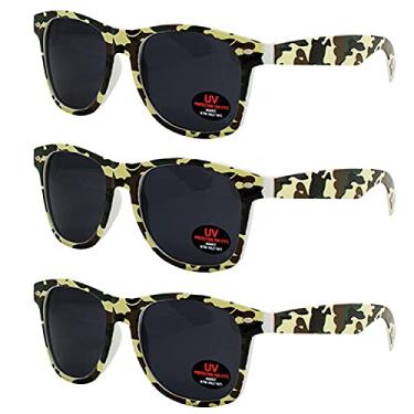 Imagem de Óculos de sol para homens, mulheres e crianças da Ray Solée - Pacote com 3 lentes coloridas com proteção UVA e UVB, Camo, One Size Fits All