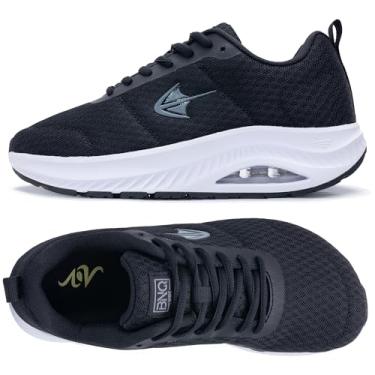 Imagem de PERSOUL Tênis feminino de caminhada com bico largo com suporte de arco para fascite plantar conforto tênis de largura larga EUA 6-11, Preto, 9.5 Wide