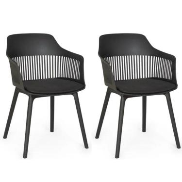 Imagem de Kit 2 Cadeiras Polipropileno Marcela Montreal Preta Cozinha Jantar